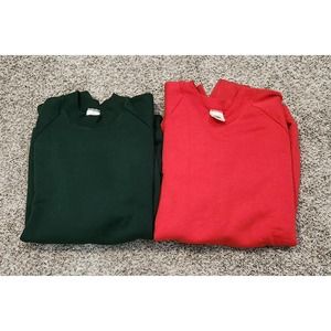 Lot of 2 Vintage 90s Fruit of the Loom 5050 Sweatshirts Mens XL Red Green